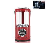 Candle Lantern, Decorative 3-Wick Emergency Candlestick Holder for Pillar Candles, Portable Red Warmer Lantern, Camping Gear for Campers Use, Hanging Handheld, NO Candles Included