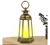 Candle Lantern, Decorative Candle Holder Light, Retro Handheld Warm Lanterns Handle, Battery Operated Home Decor, Indoor Ornament, Perfect for Living Room, Bedroom, Patio, 7.3x17cm Multicolor