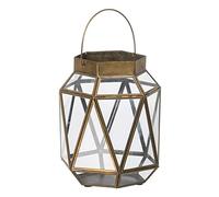 Candle Lantern Glass Gold Metal 17 x 17 x 22 cm