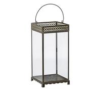 Candle Lantern Glass Gold Metal 18 x 18 x 37 cm