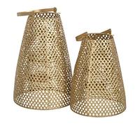 Candle Lantern Gold Metal 20 x 20 x 31 cm (Pack of 2)