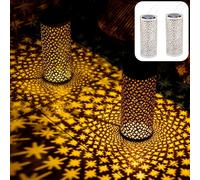 Candle Lantern Tealight Holder Modern White Gold Metal 30cm Table Garden