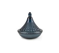 Candle Light Embossed Tagine Glass Candle - Blue