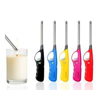 Candle Lighter Child Safe Lock Adjustable Flame Long Reach Fire Lighters for Candles Fireplaces Kitchen BBQ & Wood Burners (Assorted Colors) (Pack of 5)