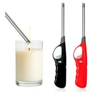 Candle Lighter Child Safe Lock Adjustable Flame Long Reach Fire Lighters for Candles Fireplaces Kitchen BBQ & Wood Burners (Assorted Colors) (Pack of 2)