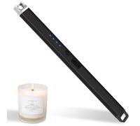 Candle Lighter Flameless, Rechargeable Electric Lighter for Camping, Party | Long Lighter, Windproof Lighter, Rechargeable Lighter with Cable & Battery Indicator for BBQ, Grill, Fireplace, Stove