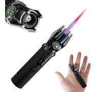 Candle Lighter Windproof Fire Lighters with Compass Window Breaker Gifts for Men Women Camping Essentials Gadgets, Gas Refillable 10cm Red Flame 1PCS (Gas Not Included)