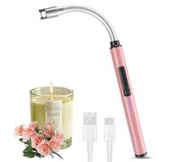 Candle Lighter, Windproof, Flameless, USB, Rechargeable, with Safety Lock, for Kitchen, Barbecue, Candles, Gas Stove, BBQ, Fireworks(Rose Gold)