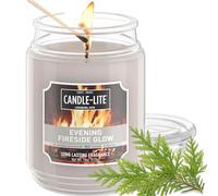 CANDLE-LITE Scented Evening Fireside Glow Fragrance, One 18 oz. Single-Wick Aromatherapy Candle with 110 Hours of Burn Time, Off-White Color, Jar (Individual Box)