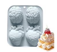 Candle Making Mold - 4-Cavity Realistic 3D Brain Heart Candle Casting Molds,Easy Release Crafts Maker Aid for Dessert Chocolate Jelly Muffin Pudding Clay Wax Soap Resin