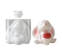 Candle Making Molds, 3D Rabbit Silicone Craft Mould, 7.2x8.3x7.5cm, Resin Bunny Mold, Non-Stick Casting Mould, Creative Wax Craft Accessory, for Family, Friends, Students, Easter