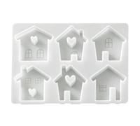 Candle Making Molds 6-Cavity House Easy Release Craft Supplies | Candle Molds Silicone Shapes for Resin Epoxy Plaster Clay Soap Home Decor DIY Crafts Party Birthday Christmas A
