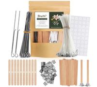 Candle Making Supplies Kit - Natural Cotton & Wooden Wicks with Stickers, Sustainers, Holders for Soy Wax, Beeswax, Coconut Wax DIY Candle Making Supplies
