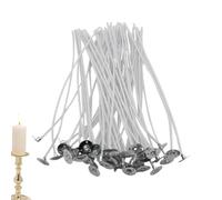 Candle Making Wicks - 50 Woven Candle Wicks | Low Natural Candle Wicks | Pre-Waxed Candle Wicks Set | Cotton Candle Wick With Metal Sustainer, Smokeless Wooden Candle Wick Making Supplies