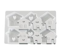 Candle Molds 6-Cavity House Easy Release Craft Supplies | Candle Molds Silicone Shapes for Resin Epoxy Plaster Clay Soap Home Decor DIY Crafts Party Birthday Christmas A