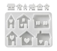 Candle Molds 6-Cavity Reusable Funny DIY House | Candle Molds Silicone Shapes for Resin Epoxy Plaster Clay Soap Home Decor DIY Crafts Party Birthday Christmas B
