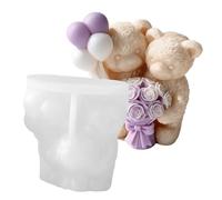 Candle Molds,Easy Release Flower Couple Bear - Cute Candle Making Molds Silicone,for Wax Plaster Clay Candy Chocolate Cake Home Decor Wedding Party Holiday