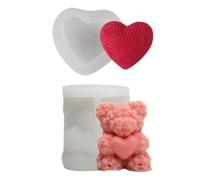Candle Molds, Valentine's Day Heart and Rose Bear Scented Candle Silicone Mold for DIY Candles Soap and Resin Art, Easy Demolding