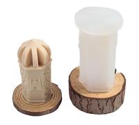 Candle Mould 2PCS 3D Castle Top Cylinderical Candle Silicone Mold Handmade Pattern Column Scented Candle Gypsum Resin Mould Cake Tool for Candle Making