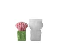 Candle Mould 4Pcs 3D Lavender Bouquet Silicone Candle Molds Handmade Tulip Flower Soap Resin Plaster Mold DIY Crafts Making Tool for Candle Making(White04)