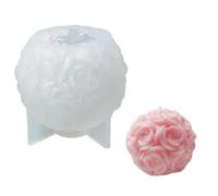 Candle Mould 4PCS 3D Rose Ball Candle Silicone Mold Valentine's Day Rose Candlestick Gypsum Concrete Epoxy Resin Mold DIY for Candle Making(90mm)