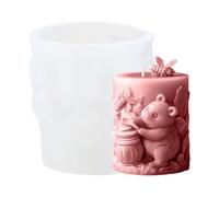 Candle Mould - Cartoon Cylindrical Casting Mould for Casting - Honey Bear Design Easy Demoulding Silicone Candle Moulds - For DIY Beeswax Resin Soap Making At Home