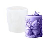 Candle Mould - Honey Bear Candle Silicone Mould | Easy to Release Cylindrical Casting Mould for DIY, Crafts, Resin, Plaster, Soap, Clay, Beeswax, Non-Stick Coating, , White, Pack of 1
