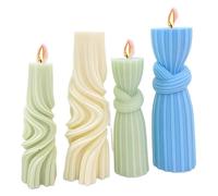 Candle Mould Silicone Mould Set Geometric Knot Cylinder 3D Wave Column for Candle Soap Resin(B S)
