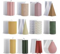 Candle Moulds 1 Pcs Cylinder Silicone Candle Mold DIY Stripe Candles Dinner Ornament Making Plaster Epoxy Resin Molds Home Decor Handmade Gifts(L)