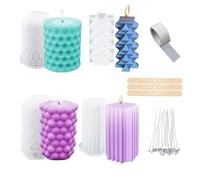 Candle Moulds for Candle, Silicone Candle Mould Set, 3D Pillar Bubble Candle Molds DIY Silicone Mould for Making 3D Candles Handmade Soap DIY Crafts,Party Decor Home Decoration