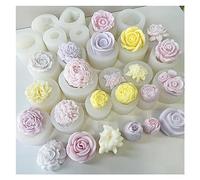Candle Moulds Full Series 3D Flower Candle Silicone Mold Homemade Handmade Soap Plaster Resin DIY Chocolate Ice Cake Decoration Baking Molud(B)
