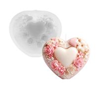 Candle Moulds Silicone Heart Flowers, Silicone Mould Heart, Silicone Moulds Casting Moulds Flowers Heart-Shaped Candle Moulds for Casting, Silicone for DIY Scented Candles, Soaps Epoxy Resin (A)