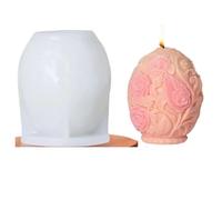 Candle Moulds Silicone Mold 1pc 3D Flower Relief Egg Candle Rose Tulip Flowers Easter Decorative Silicone Mould Resin Soap Molds Home Decor