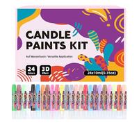 Candle Paint, Candle Painting Kit, 24 Pieces Multi-Part Art Set, Fine Tips and Bold Colors, Fabric Decorating Supplies for Glass, Vases, Clothes, T Shirts, Jackets, Scarves, Craft Activities