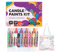 Candle Paint, Wax Pen Kit, Fabric Decorating Set, Textured 3D Effect, Multi-Surfa ce Application, 24 Pieces, for Glass Vases Clothes Jackets Craft Projects