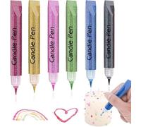 Candle Pens Wax Pens for Candle Painting, Create Your Own Baptism Candle, Candle Wax Pens for Decorating and Painting Candles DIY Candle Making (6 Colours Glitter)