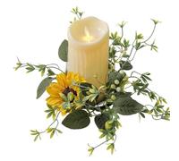 Candle Rings For Tapers - 9Inch Artificial Floral Candle Ring - Artificial Floral Candle Ring, Sunflower Wreath For Door Wall Window Decor, Tabletop Decoration