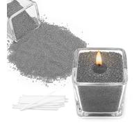 Candle Sand and Wicks, 500g Pearled Candle Warmnest Candle Sand, Pearled Candle Wax Sand Candle Wax Sand Candle Pearls with 20 Pcs Wicks (Grey)
