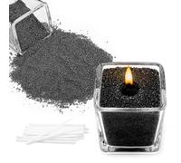 Candle Sand and Wicks, 500g Pearled Candle Warmnest Candle Sand, Pearled Candle Wax Sand Candle Wax Sand Candle Pearls with 20 Pcs Wicks (Black)