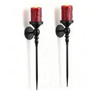 Candle Sconces Wall Decor Set of 2: Walasis Large Black Wall Candle Holders for Pillar - Gothic Metal Wall-Mounted Candle Sconce for Living Room Bathroom Bedroom