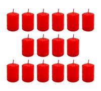 Candle Set - Small Pillar Candles (Mini, Block) - Red Wax (4 x 6 cm, 16)