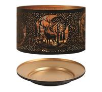 Candle Shade & Tray Set 15cm - Deer Family Aroma Accessories Black One Size
