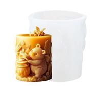 Candle Silicone Mold - Cartoon Honey Bear Cylindrical Casting Molds, Non-Stick Easy Release | DIY Home Craft Candle Making Plaster Soap Clay Beeswax Moldes Kit Creative Tool Accessories