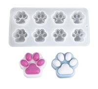 Candle Silicone Mould, Soap Making Resin Molds,Cat Paw Mold - 8 Cavity Paw Print Silicone Mould Reusable Ice Cube Trays Non-Stick Cake Candy Fondant Decoration Mold, DIY Candle Soap Making Kit