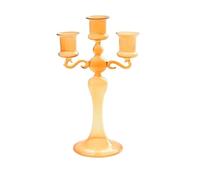 Candle Sleeve Holder Creative Glass Candlestick Colorful Three-head Home Decoration Wedding Shooting Props(Orange)
