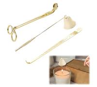 Candle Snuffer and Wick Trimmer,Candle Care kit, Scissors, Reaches Deep Into Candles to Cut Spent Cord,Wick Dipper with Gift Package for Candle Lover (Gold)
