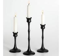 Candle Stick Candle Holder Set of 3 Black Candlestick Holders Taper Candle Holders for Table Centerpiece Decor Metal Candle Stick Holder Vintage Candle Holder for Wedding Party Home Decor