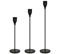 Candle Stick Holders Set of 3, Metal Taper Candle Stands Set Modern Elegant Decorative for Dinning Fireplace Wedding Party - Black