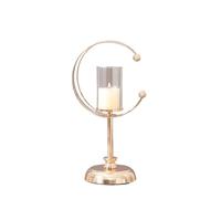candle sticks holder Modern Alloy Glass Candlestick Minimalist Decorative Ornament Dining Table Candle Holder(Medium)