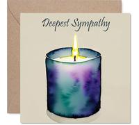 Candle Sympathy Card for Women Men - Watercolour Candle - Mourning Bereavement Cards for Adults, 145mm Condolences Thinking of You Greeting Cards